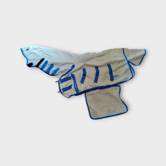 WeatherBeeta Comfitec Sweet Itch Shield Combo Neck Horse Blanket White/Blue 51" - Picture 4 of 6